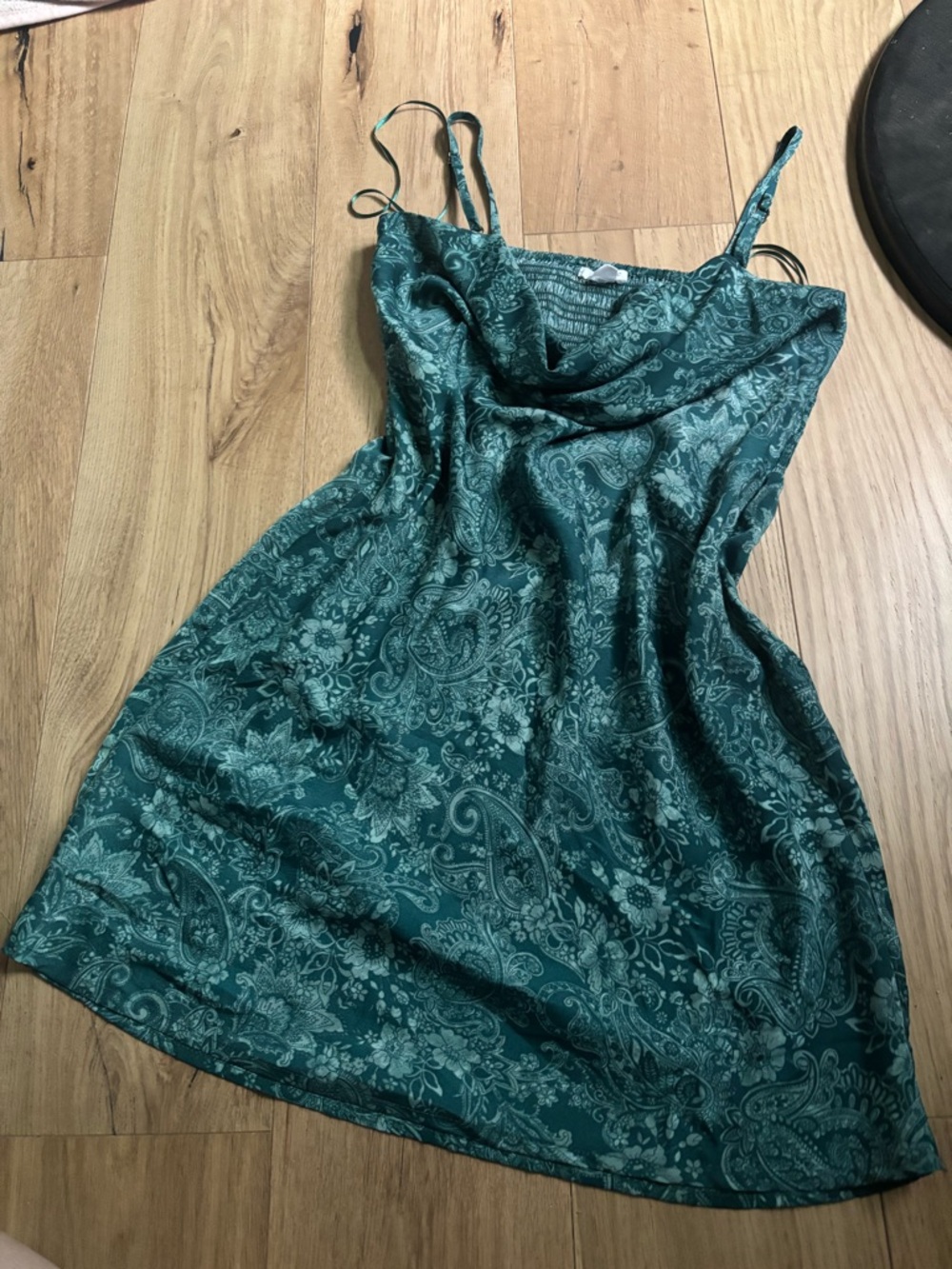 Emerald Green Paisley Slip Dress